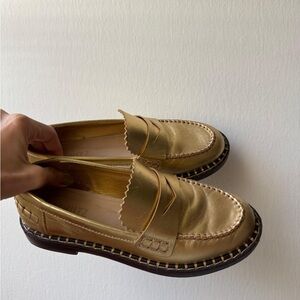 Schutz
Christie Metallic Penny Loafers gold